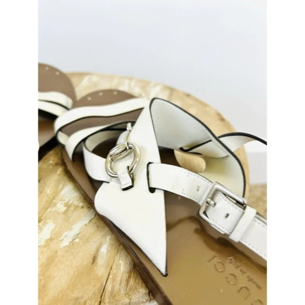 Gucci Women's‎ Liquid Gold Leather Thong Slingback SANDALS size 39.5
